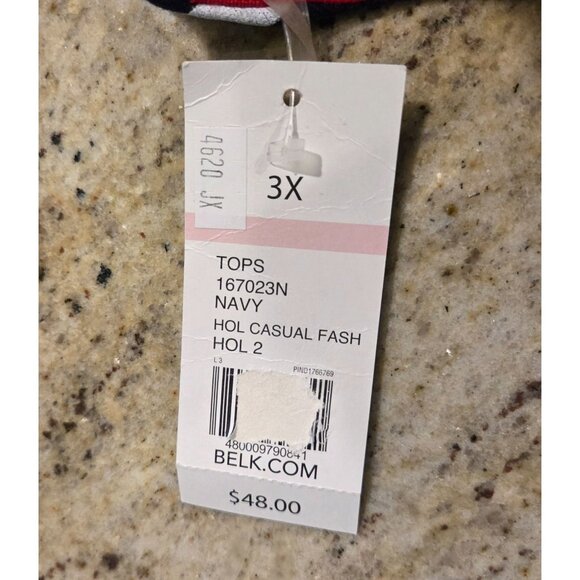 New! Kim Rogers Plus Size 3X Shirt Joyful Embroided Striped Pullover Cotton - Picture 11 of 15